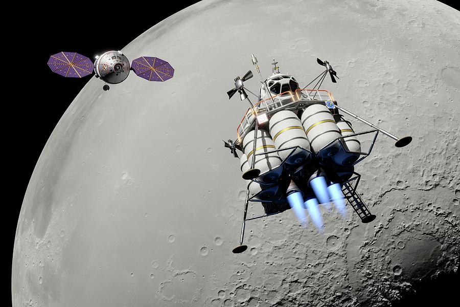 Crew Exploration Vehicle And Lunar Lander Photograph by Nasa/walter Myers/science Photo Library