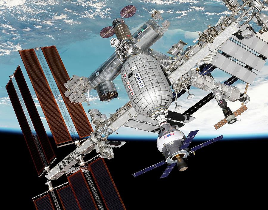 Crew Exploration Vehicle Docked With Iss Photograph by Nasa/walter Myers/science Photo Library