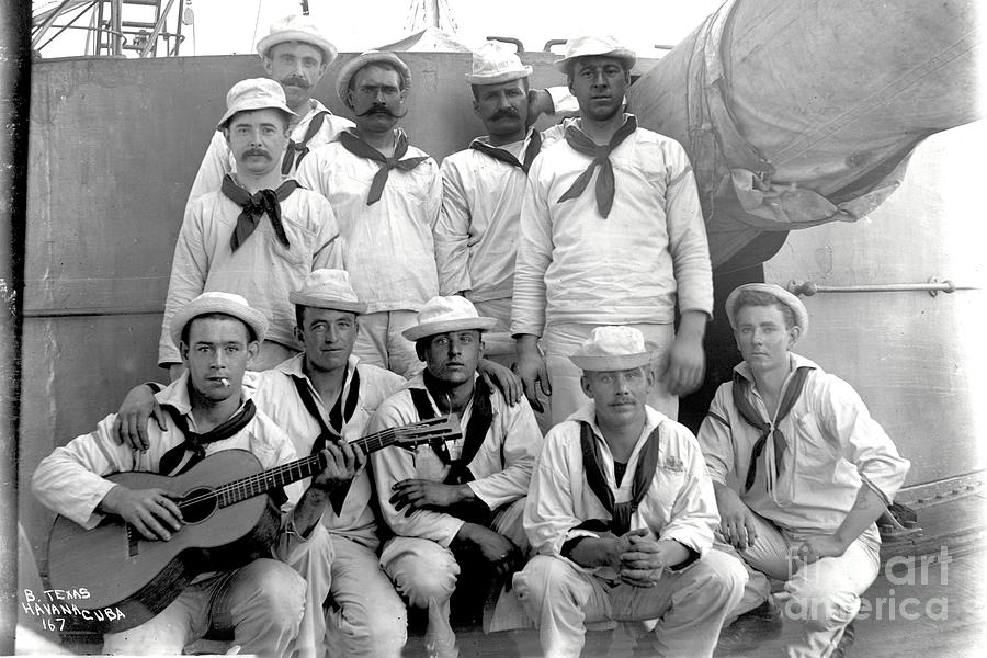 Havana Photograph - Crew of the battleship  Texas Havana Cuba 1898 by Monterey County Historical Society
