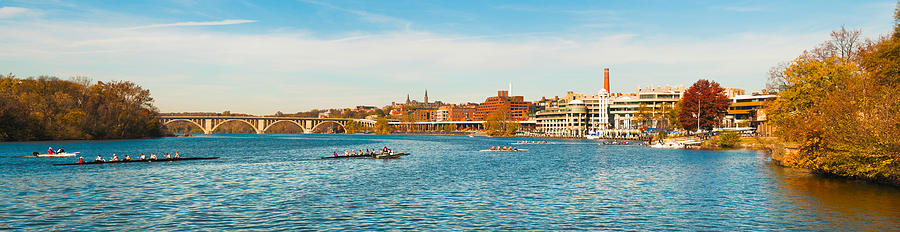 Georgetown University Photograph - Crew Teams In Their Sculls by Panoramic Images