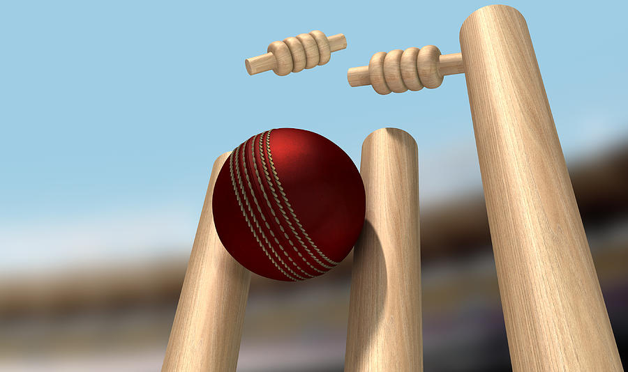 Cricket Digital Art - Cricket Ball Hitting Wickets by Allan Swart