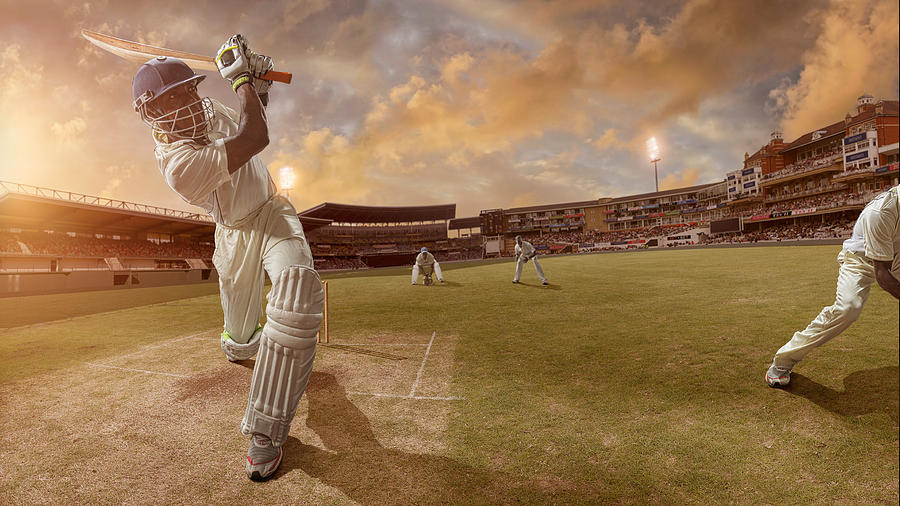 Cricket Batsman Hits A Six Photograph by Peepo
