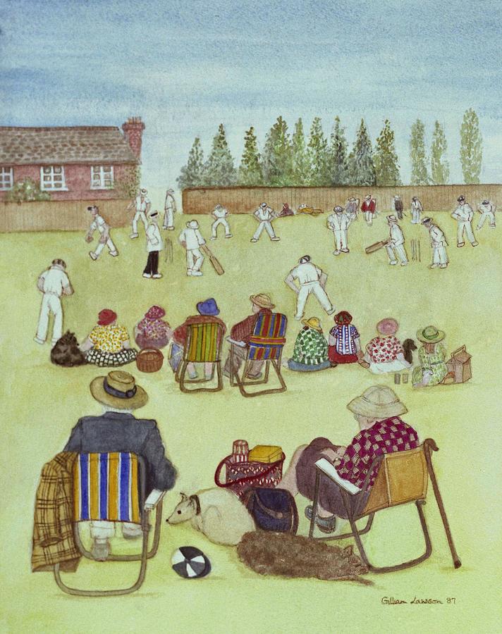Cricket Photograph - Cricket On The Green, 1987 Watercolour On Paper by Gillian Lawson