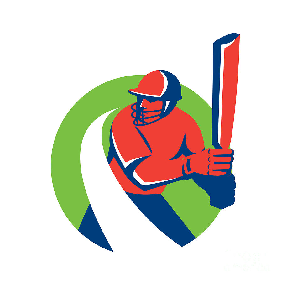 Cricket Player Batsman Batting Retro Digital Art by Aloysius Patrimonio ...