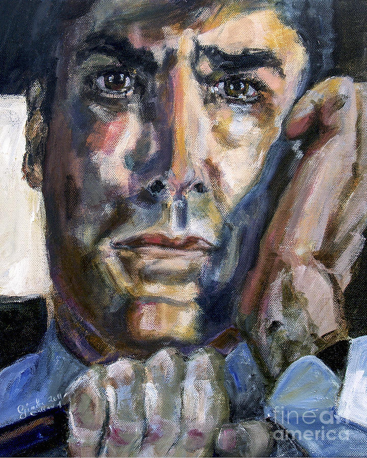 Criminal Minds Aaron Hotchner in 100 Episode Original Portrait Painting by Ginette Callaway