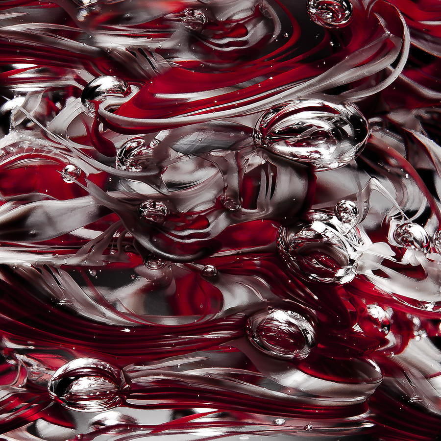 Abstract Photograph - Crimson and Gray Abstract by David Patterson