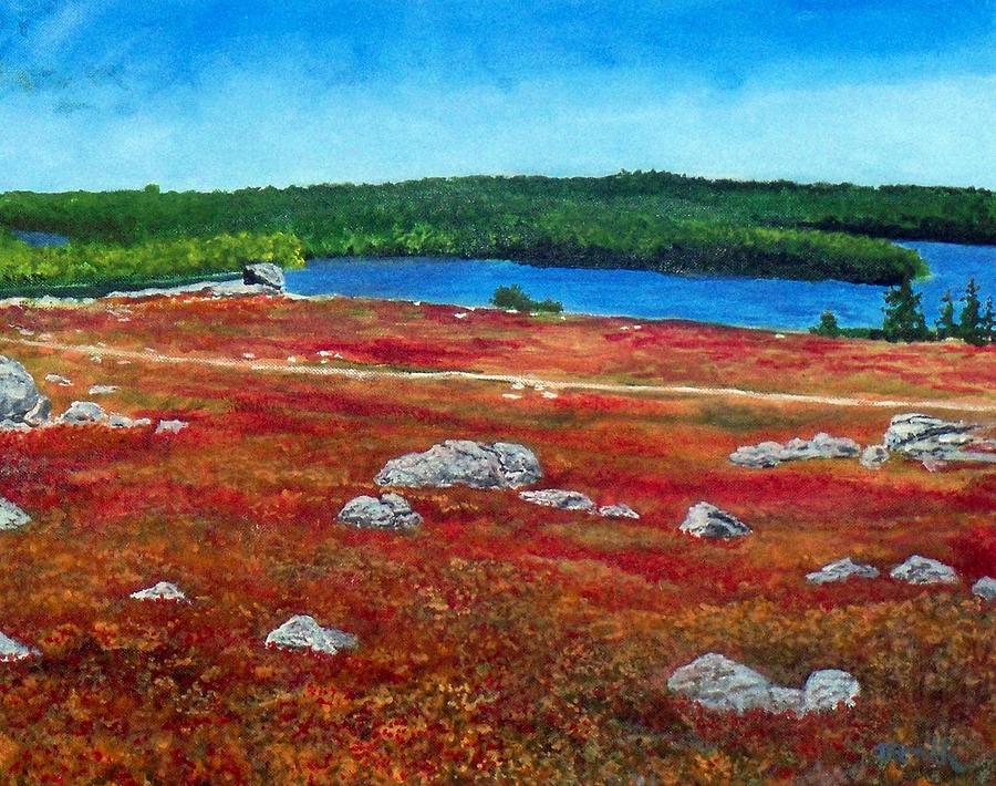 Landscape Painting - Crimson Blueberry Barren by William Tremble