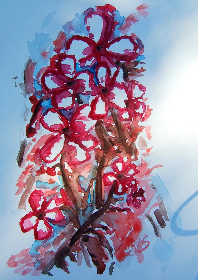 Crimson Cherry Tree buds Painting by Elaine Duras