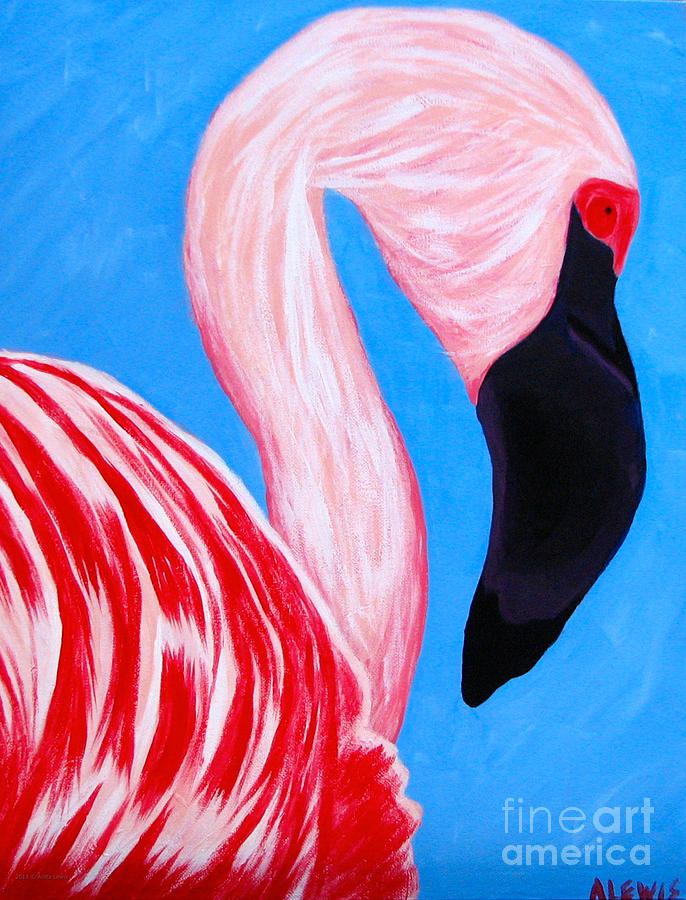 Crimson Flamingo Painting by Anita Lewis