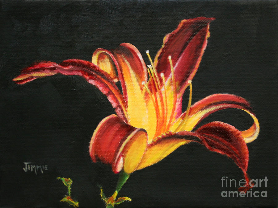 Flowers Still Life Painting - Crimson Lily by Jimmie Bartlett