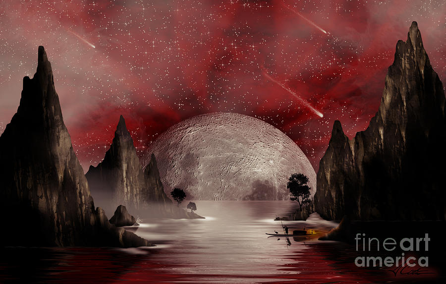 Moon Digital Art - Crimson Night by Anthony Citro