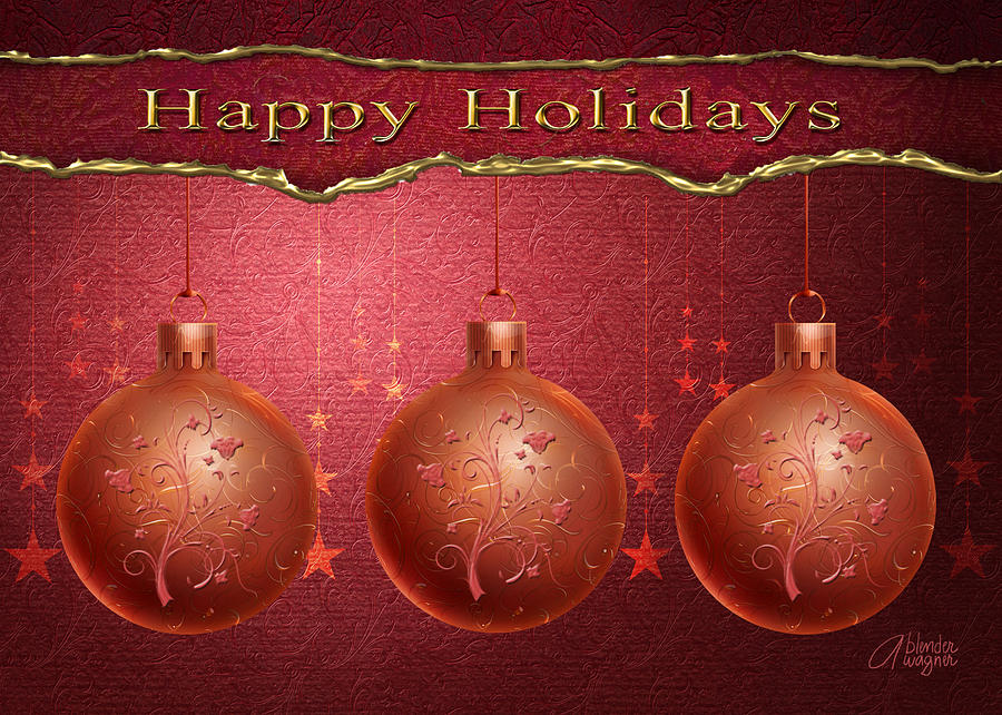 Christmas Digital Art - Crimson Ornaments by Arline Wagner