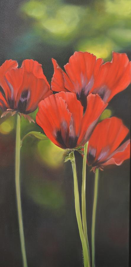 Crimson Petals Painting by Stella Marin