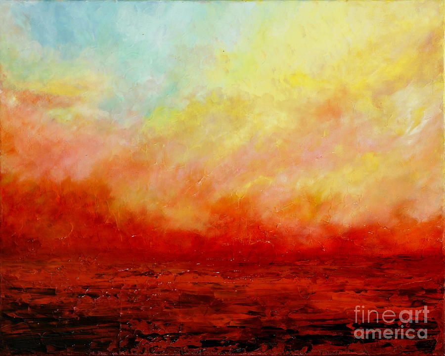 Abstract Painting - Crimson by Teresa Wegrzyn