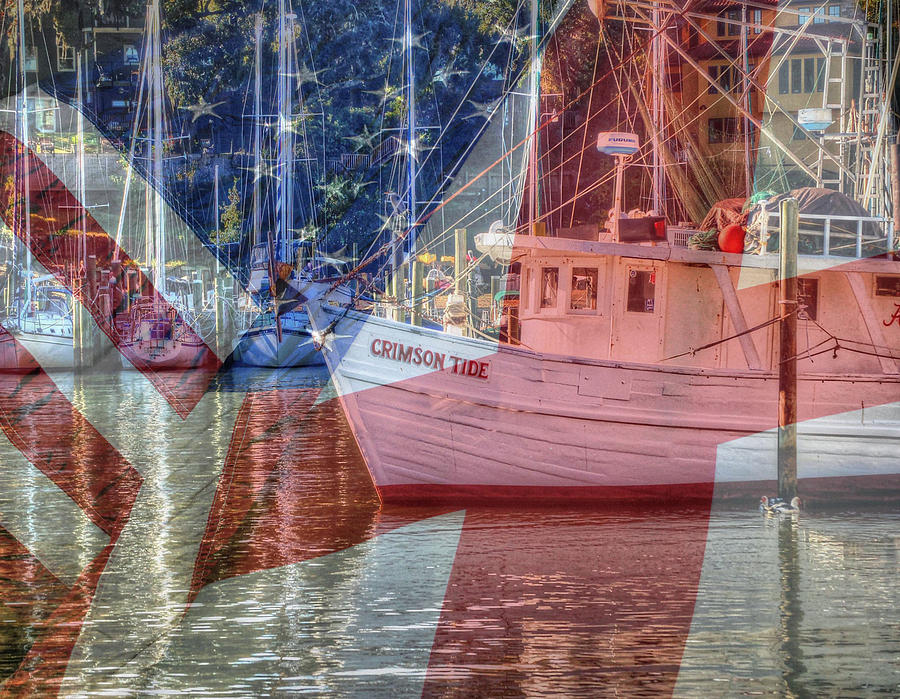 Crimson Tide Flag Digital Art by Michael Thomas