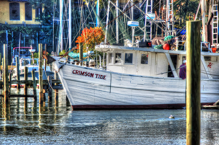 Crimson Tide in Harbor Painting by Michael Thomas