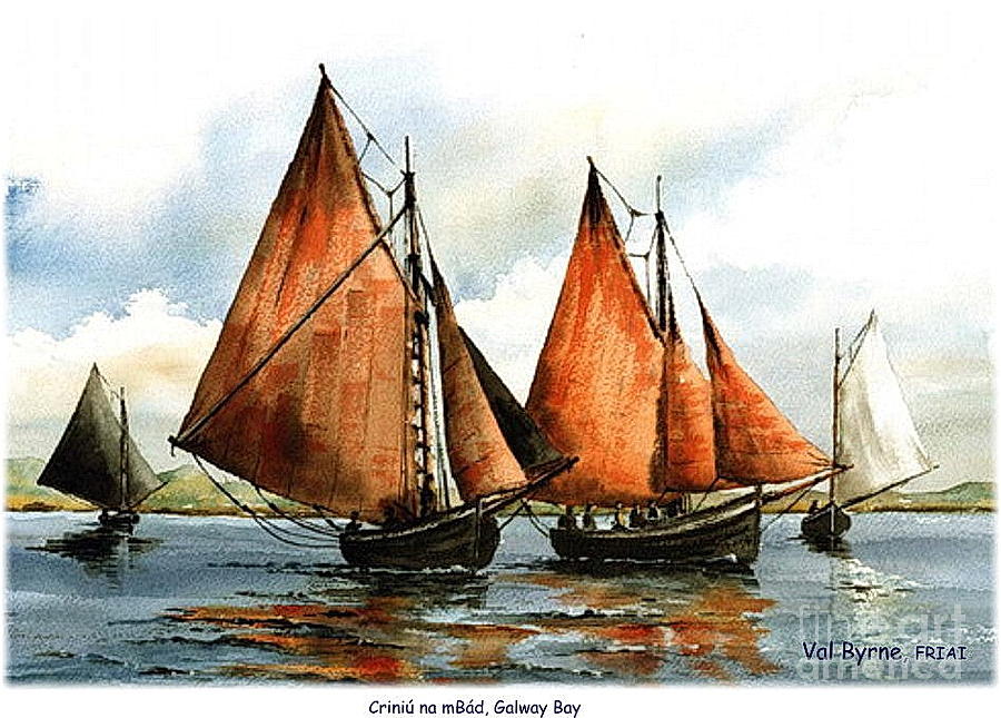 GALWAY  Criniu na mBad on Galway Bay Painting by Val Byrne