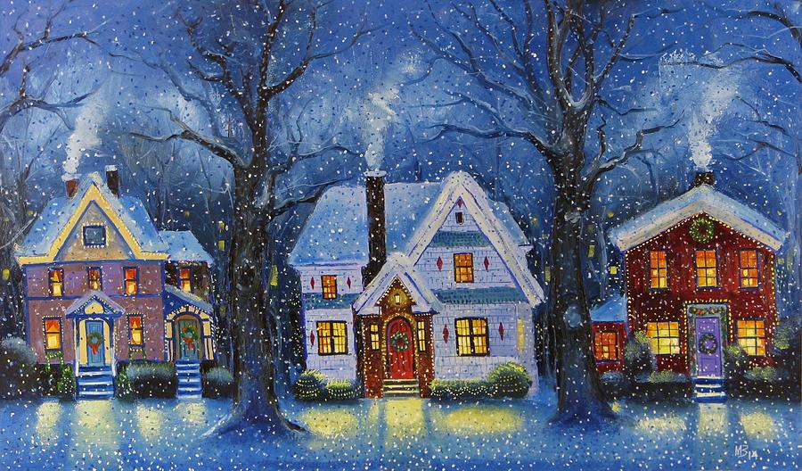 Cristmas Night Painting by Mikhail Zarovny