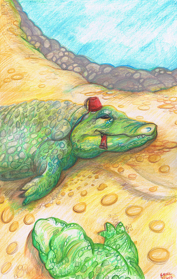 Crocodile Drawing - Crocodile  by Laura Noel 