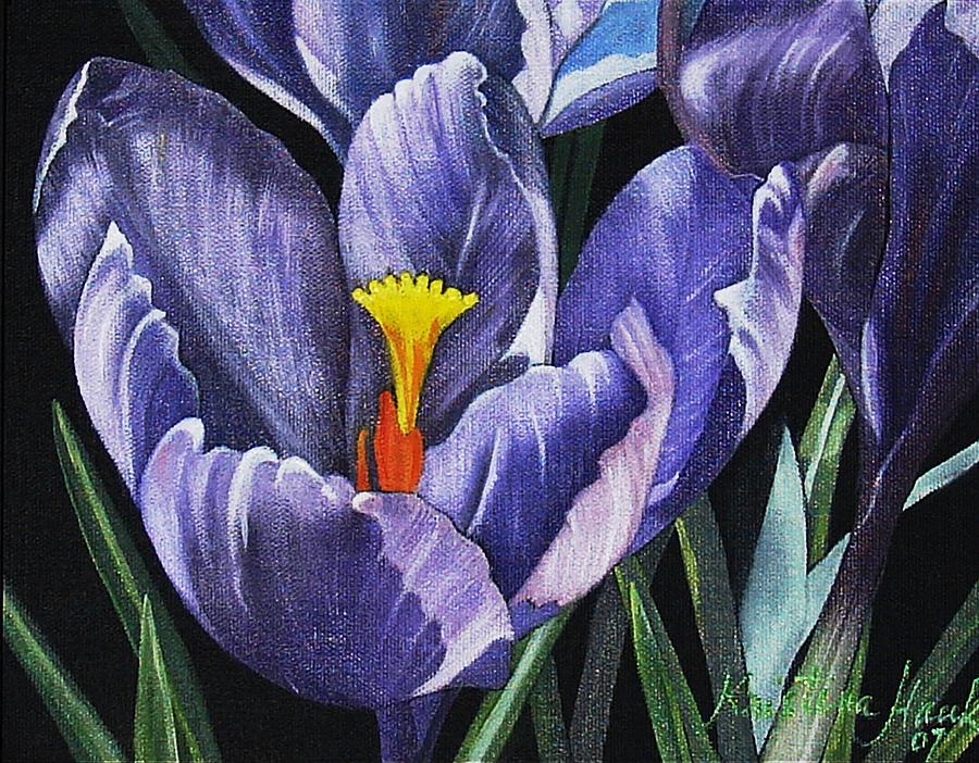 Crocus Painting by Kristina Hauk - Fine Art America