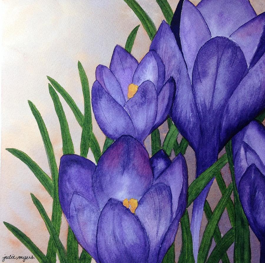 Spring Painting - Crocuses by Julie Myers