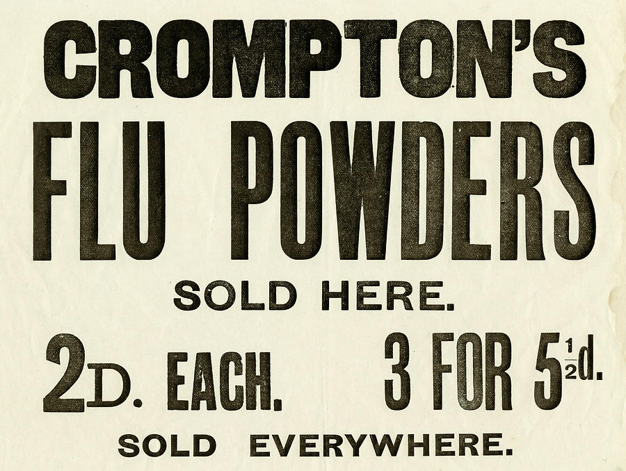 Crompton Drawing - Cromptons Flu Powder, Sold  For 2d by Mary Evans Picture Library