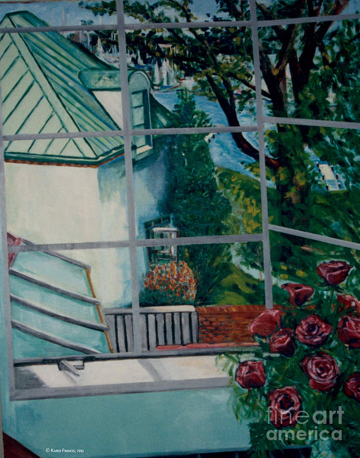 Crop from Annapolis and Roses Painting by Karen Francis