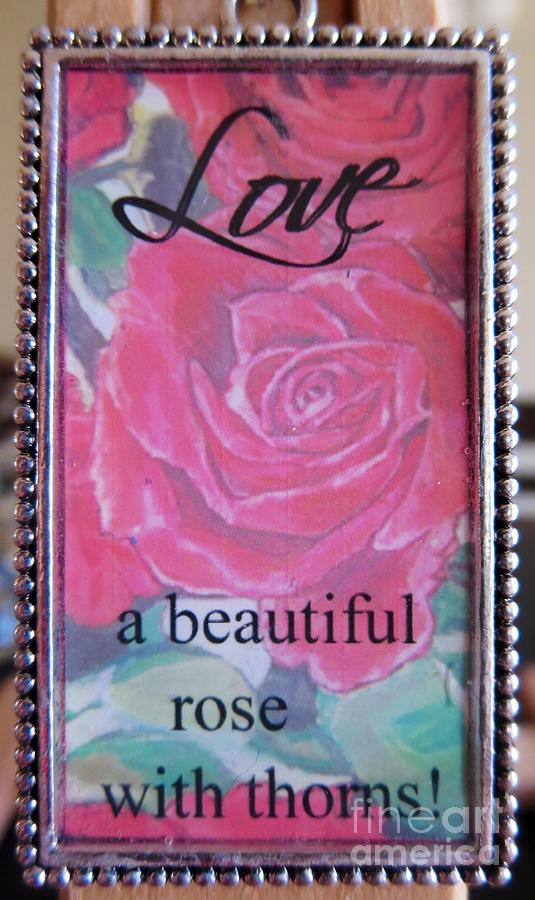 Love Is... Made into a Necklace  Painting by Kimberlee Baxter