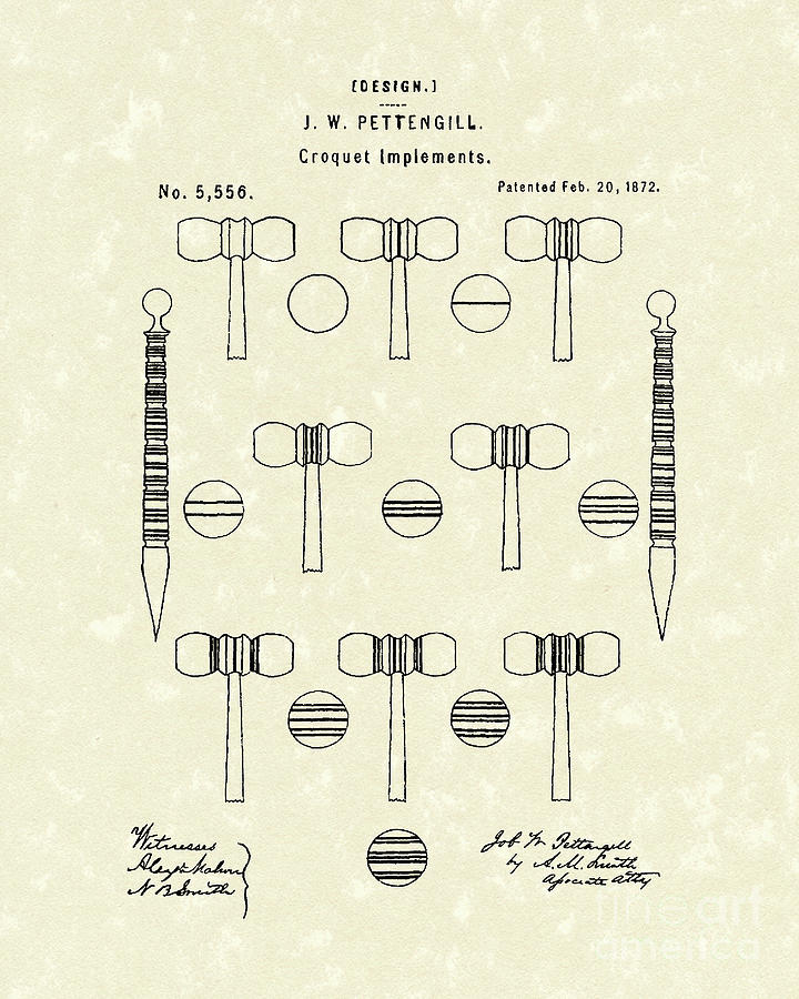 Croquet 1872 Patent Art Drawing by Prior Art Design