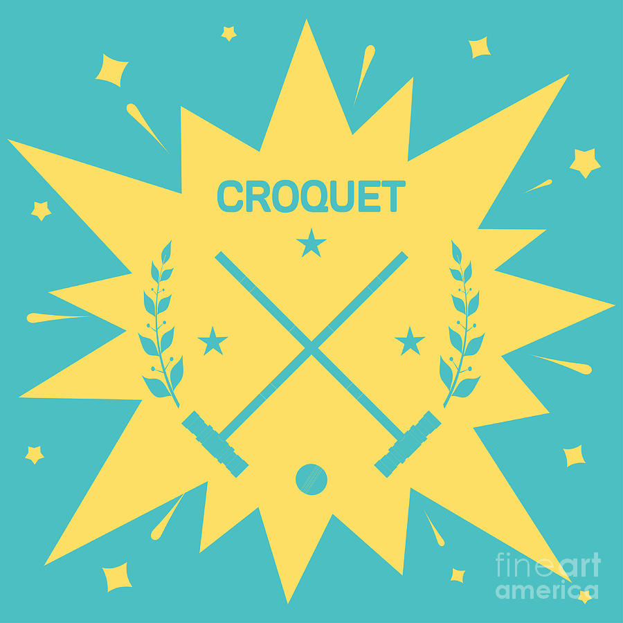 Play Digital Art - Croquet Vintage Background With Clubs by Vectorok Play Digital Art - Croquet Vintage Background With Clubs by Vectorok