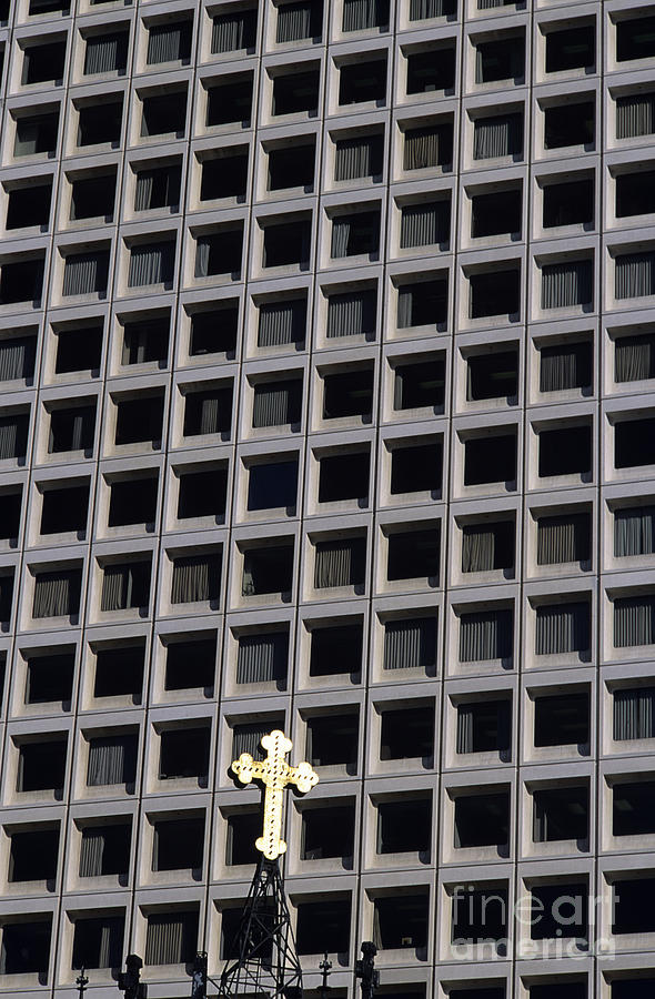 Cross and Building Photograph by Jim Corwin