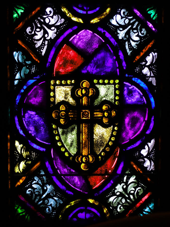Cross and Shield Stained Glass Photograph by David T Wilkinson