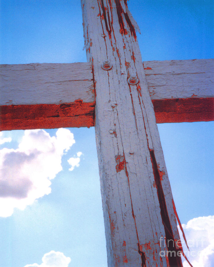 Cross at San Xavier du Bac in Copper Light Photograph by Heather Kirk