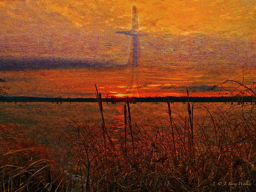 Cross At Sunrise Digital Art by J Larry Walker