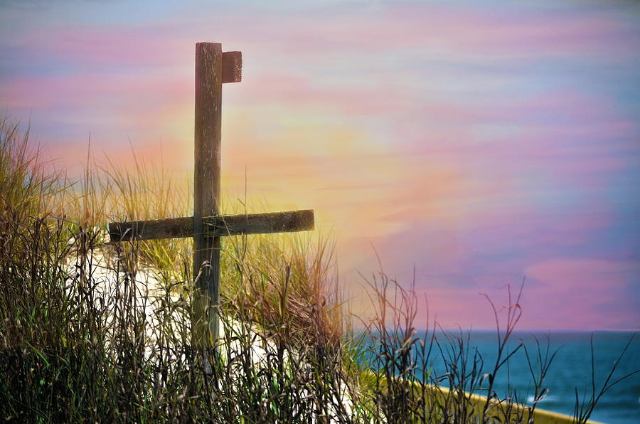 Cross At Sunset Beach Photograph by Sandi OReilly