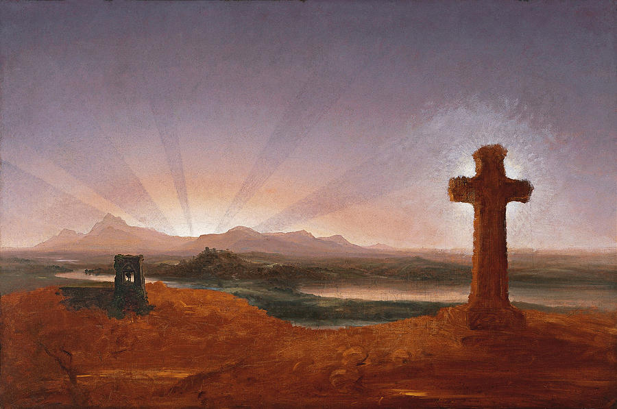 Cross at Sunset Painting by Thomas Cole