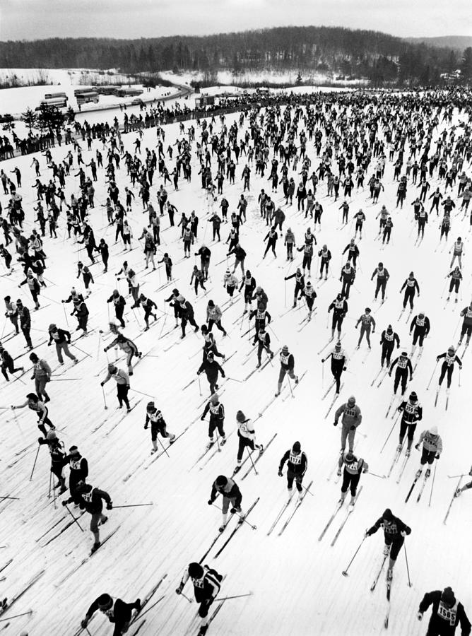 Athlete Photograph - Cross Country Ski Race by Underwood Archives