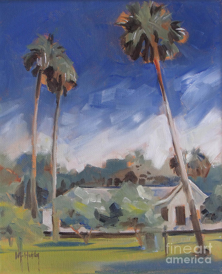 Cross Creek Palms  Painting by Mary Hubley