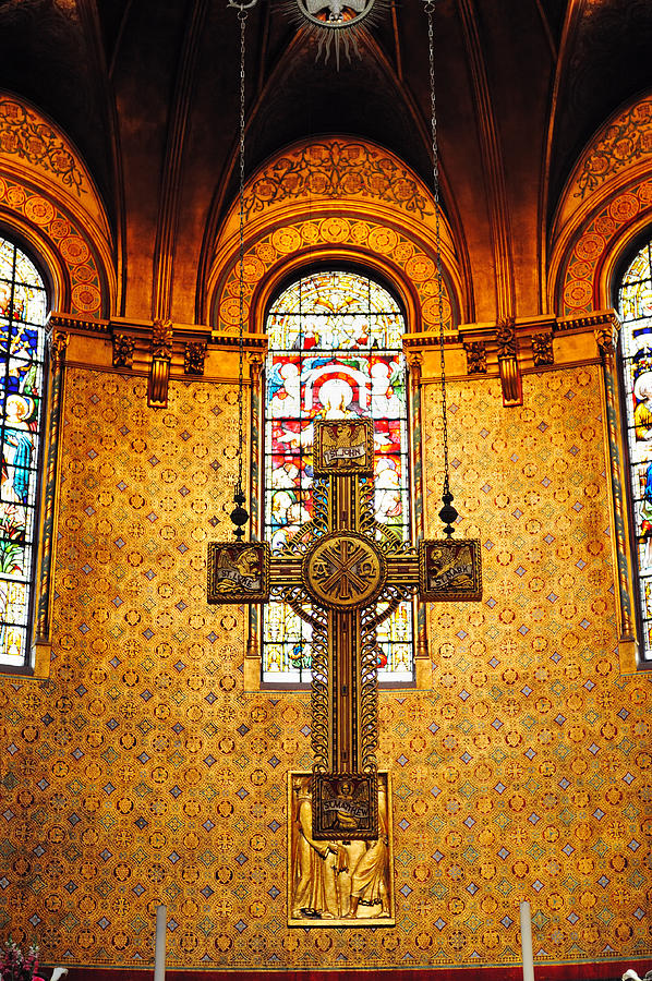 Cross in Boston Trinity Church Photograph by Songquan Deng