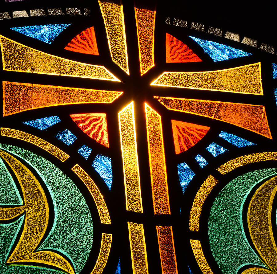Cross in stained glass Photograph by David Lee Thompson