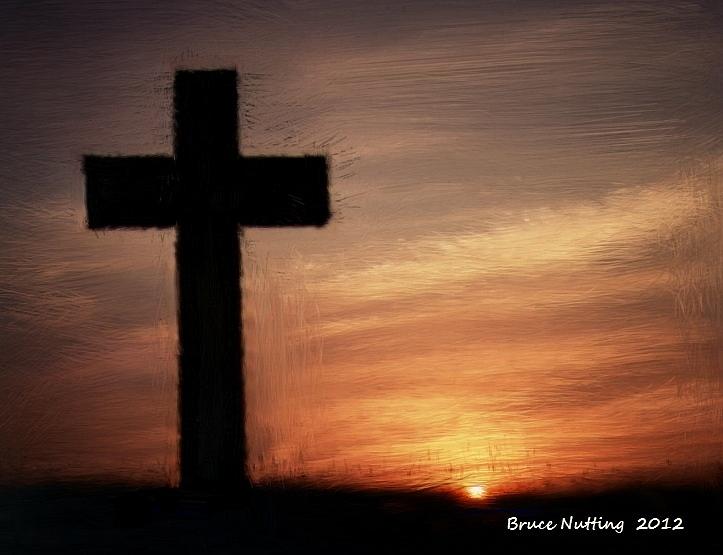 Sunset Painting - Cross in the Sunset by Bruce Nutting