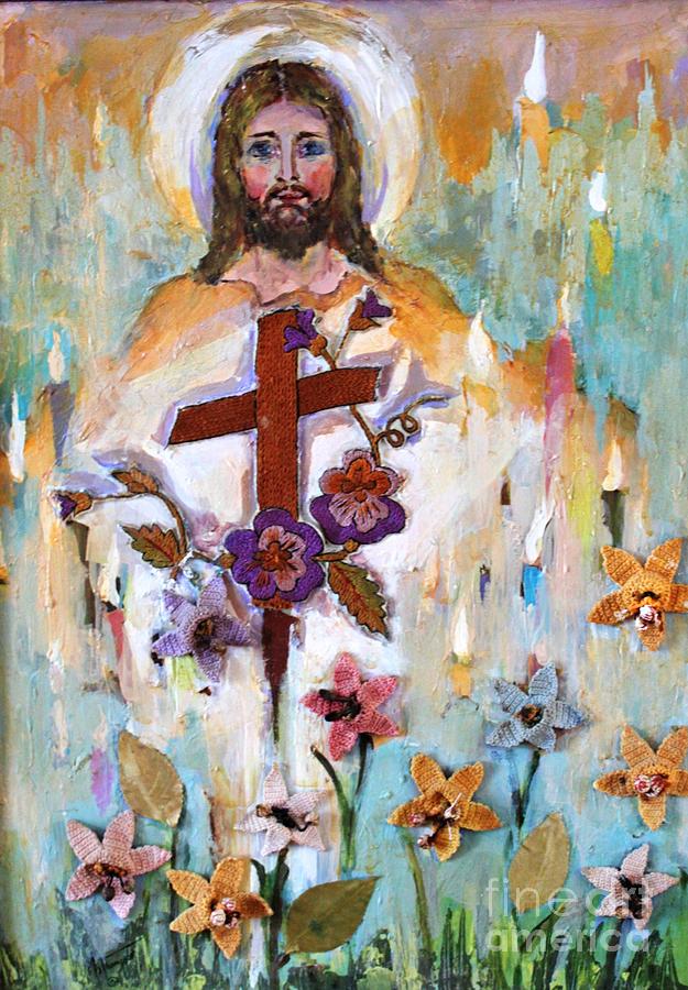 Jesus Christ Mixed Media - Cross of Christ by Mary Spyridon Thompson