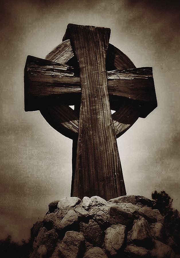 Cross of the Rocks in Sepia Photograph by Nadalyn Larsen
