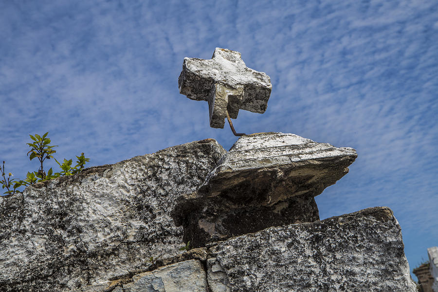 Cemetery Photograph - Cross on Grave by John McGraw