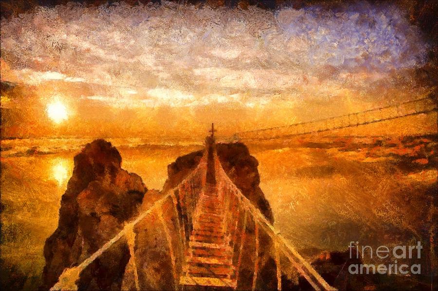 Bridge Painting - Cross That Bridge by Catherine Lott