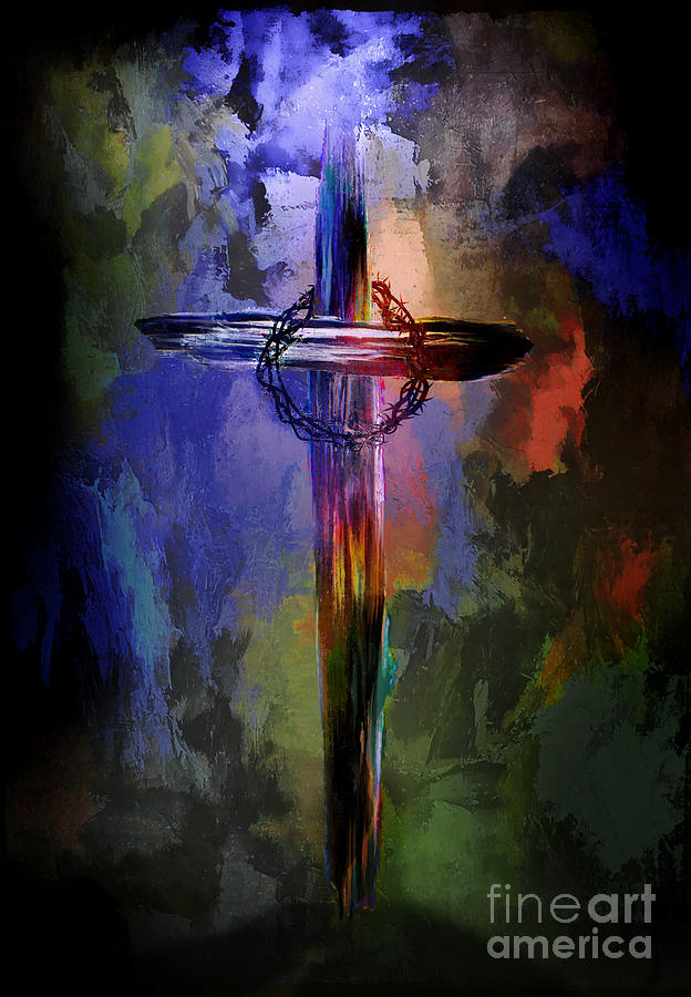 Cross with crown. Painting by Andrzej Szczerski
