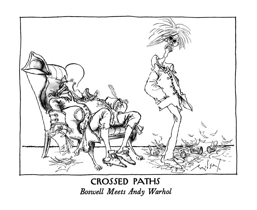Artists Drawing - Crossed Paths
Boswell Meets Andy Warhol by Ronald Searle