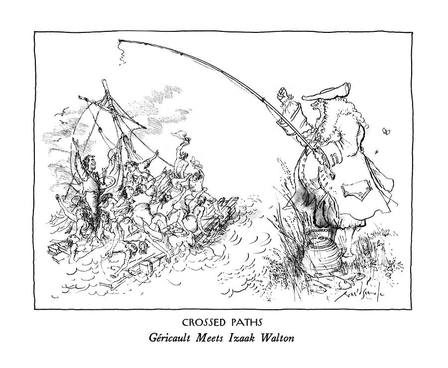 Introductions Drawing - Crossed Paths
Gericault Meets Izaak Walton by Ronald Searle
