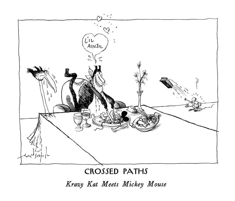 Crossed Paths
Krazy Kat Meets Mickey Mouse Drawing by Ronald Searle