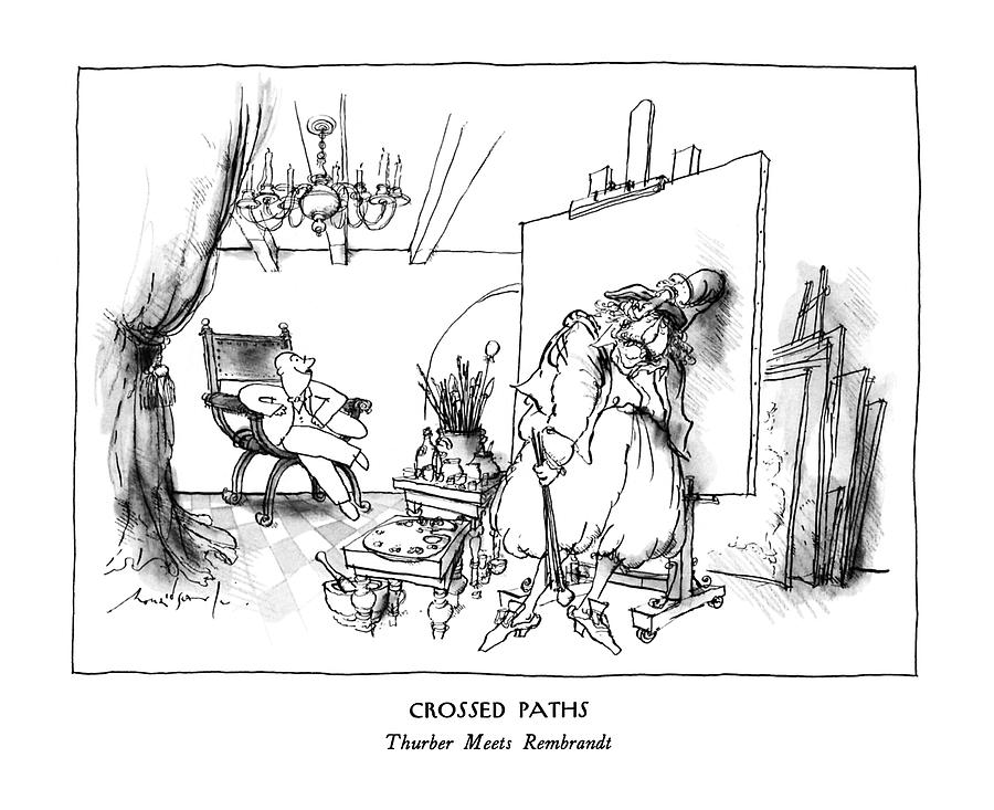 Crossed Paths Thurber Meets Rembrandt Drawing by Ronald Searle - Fine ...